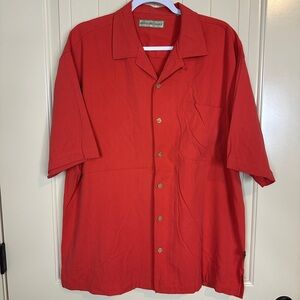 Eagle Dry Goods 100% Silk Shirt‎ Mens Large L Button Down Short Sleeve